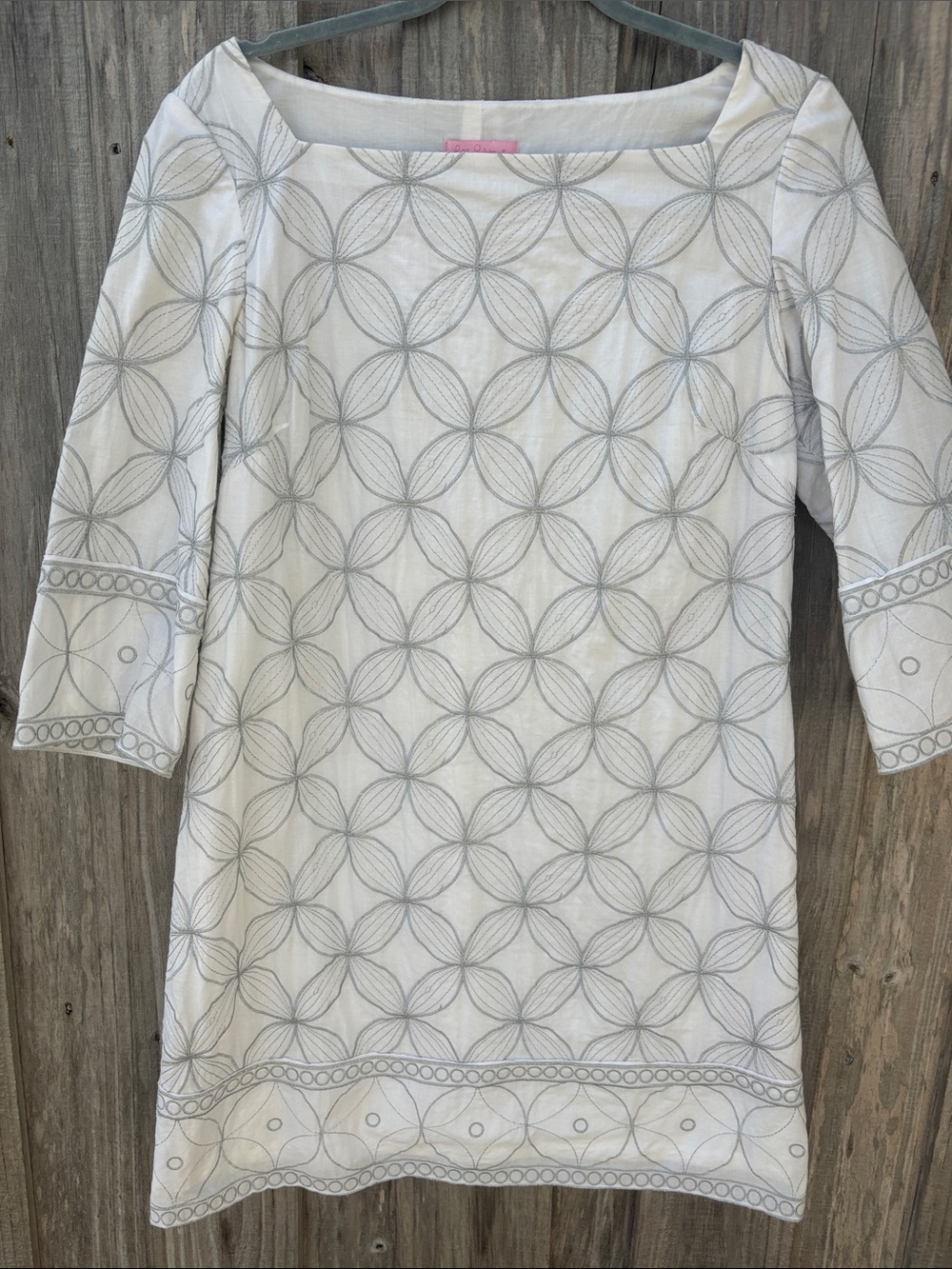 Lilly Pulitzer Cream Tunic Dress with Gray Geometric Print